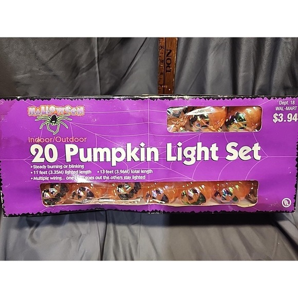 Vtg. Jack O Lantern 20 Light String Indoor/Outdoor Light 11‎ Feet Long - Picture 1 of 4